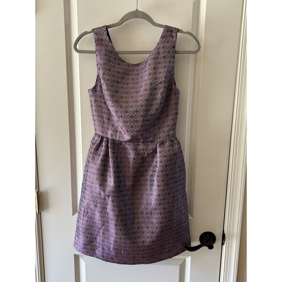 Wendy Bird Erin Fetherston Size 4 Sleeveless Purple Gold Cut Out Bow Dress - Picture 4 of 14